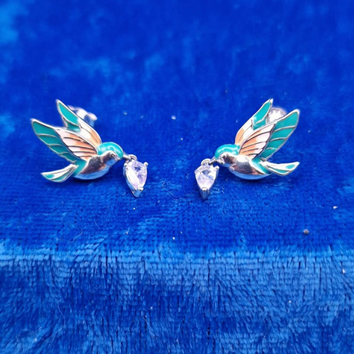 Earrings Stud  kingfisher
