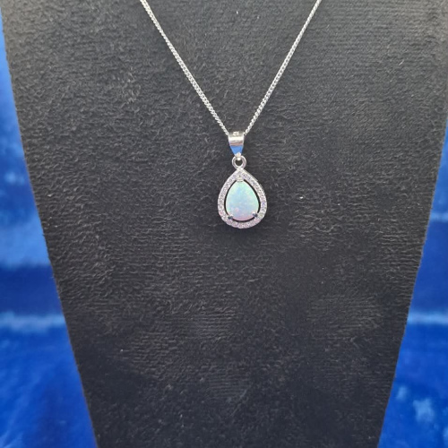 Necklace Teardrop Opal Cz's 18" 