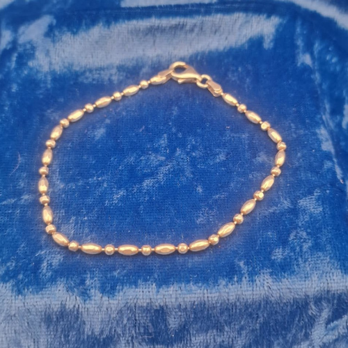 Bracelet  7.5" beaded oval and round link