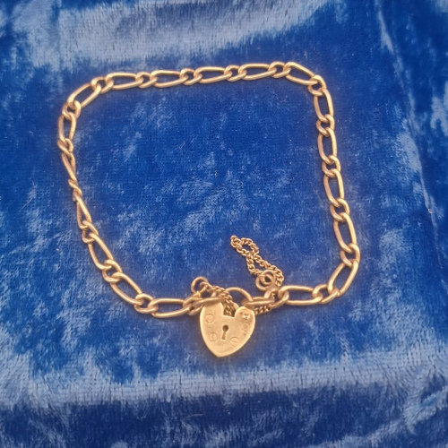 Bracelet  7" charm with safety chain and heart lock