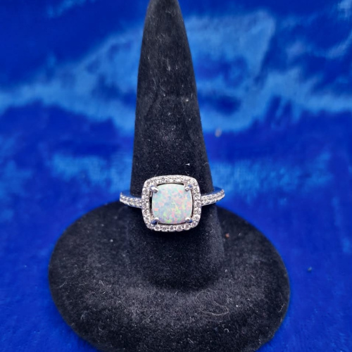 Ring size J  Square opal 