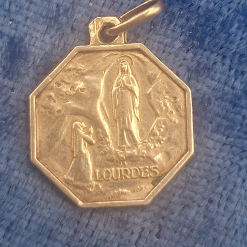 Lourdes medal Enameled pendant 