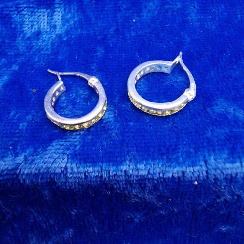 Earring hoops with yellow cz's